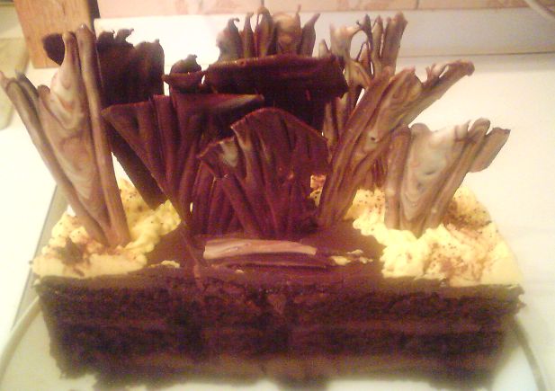 Čokoládový dortík na řezu